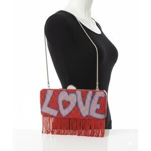 Nicole Miller Collection Vintage Y2K Beaded LOVE Small Mini Clutch